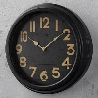 часы BLACK CLOCK WITH WOOD FACE 61582730